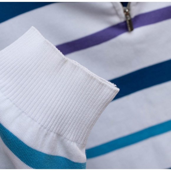 PAUL & SHARK Yachting White Blue Purple Cotton 1/4-Zip Pullover 2XL Italy AS IS - Picture 6 of 12